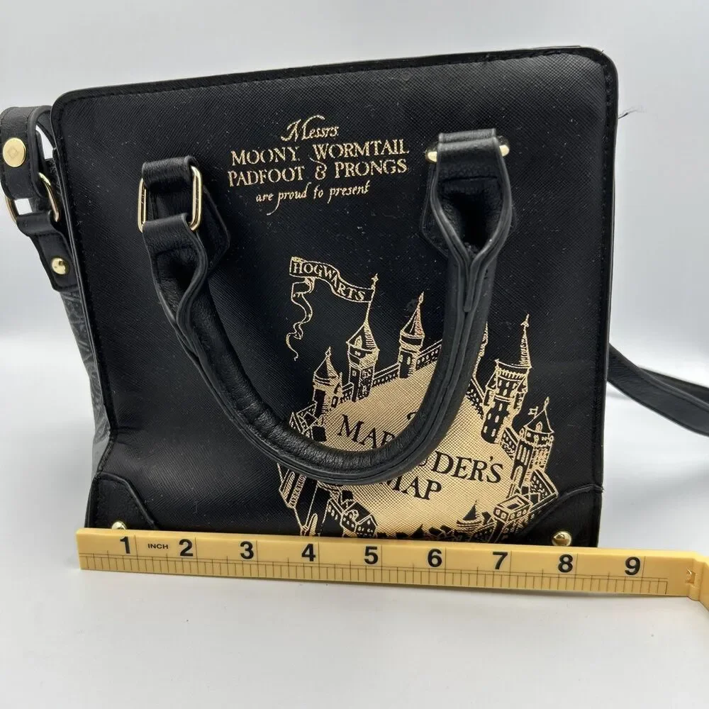 Harry Potter Marauder's Map Handbag Purse Crossbody Satchel Black Gold 2017
